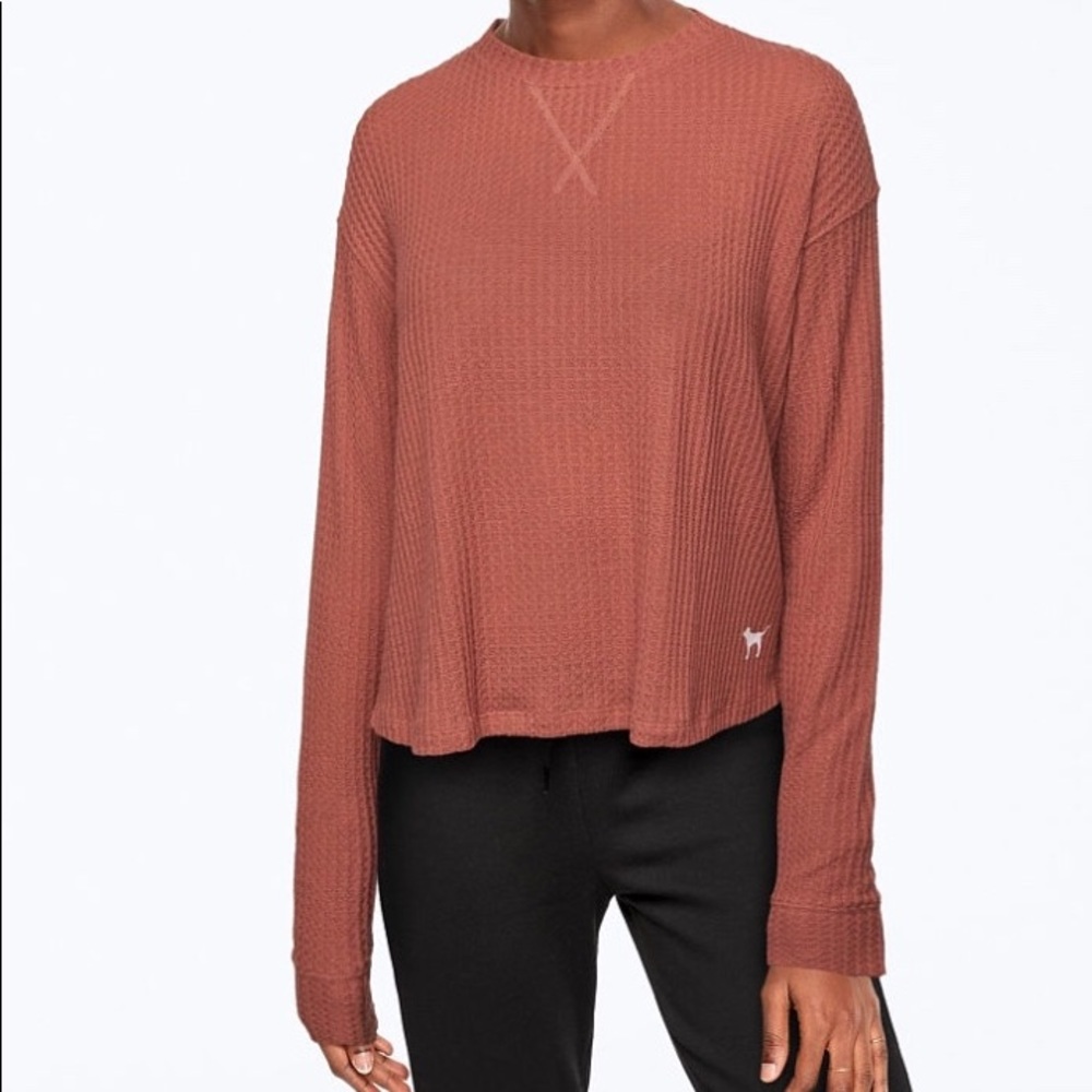 🆕 Victoria’s Secret Pink Long Sleeve Waffle Tee L